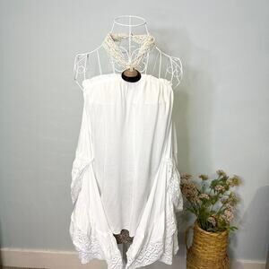 vintage y2k white fairy crochet off the shoulder blouse with flowy bell sleeves